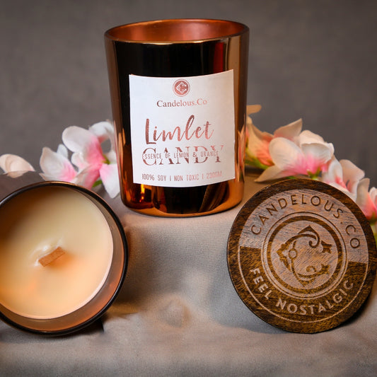 Soy Wax| Wood Wick |  Scented Candle | LIMLET CANDY - fresh essence of lemon candy