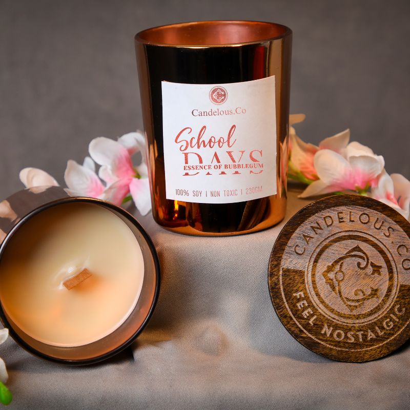 Soy Wax| Wood Wick |  Scented Candle | SCHOOL DAYS - fruity essence of bubblegum
